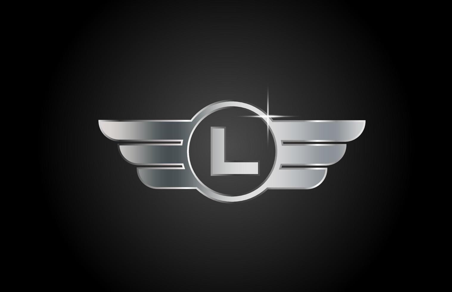 l alfabetet brev logotyp ikon för företag och företag med vingar design vektor
