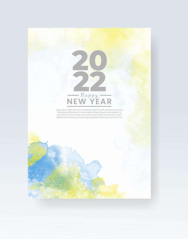 gott nytt år 2022 affisch eller kortmall med akvarell tvättstänk vektor