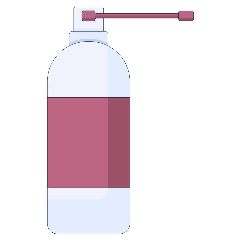 medicinsk koncept. spray i halsen. för förkylning, influensa, hostmedicin halsspray i platt stil, isolerad på en vit bakgrund. vektor