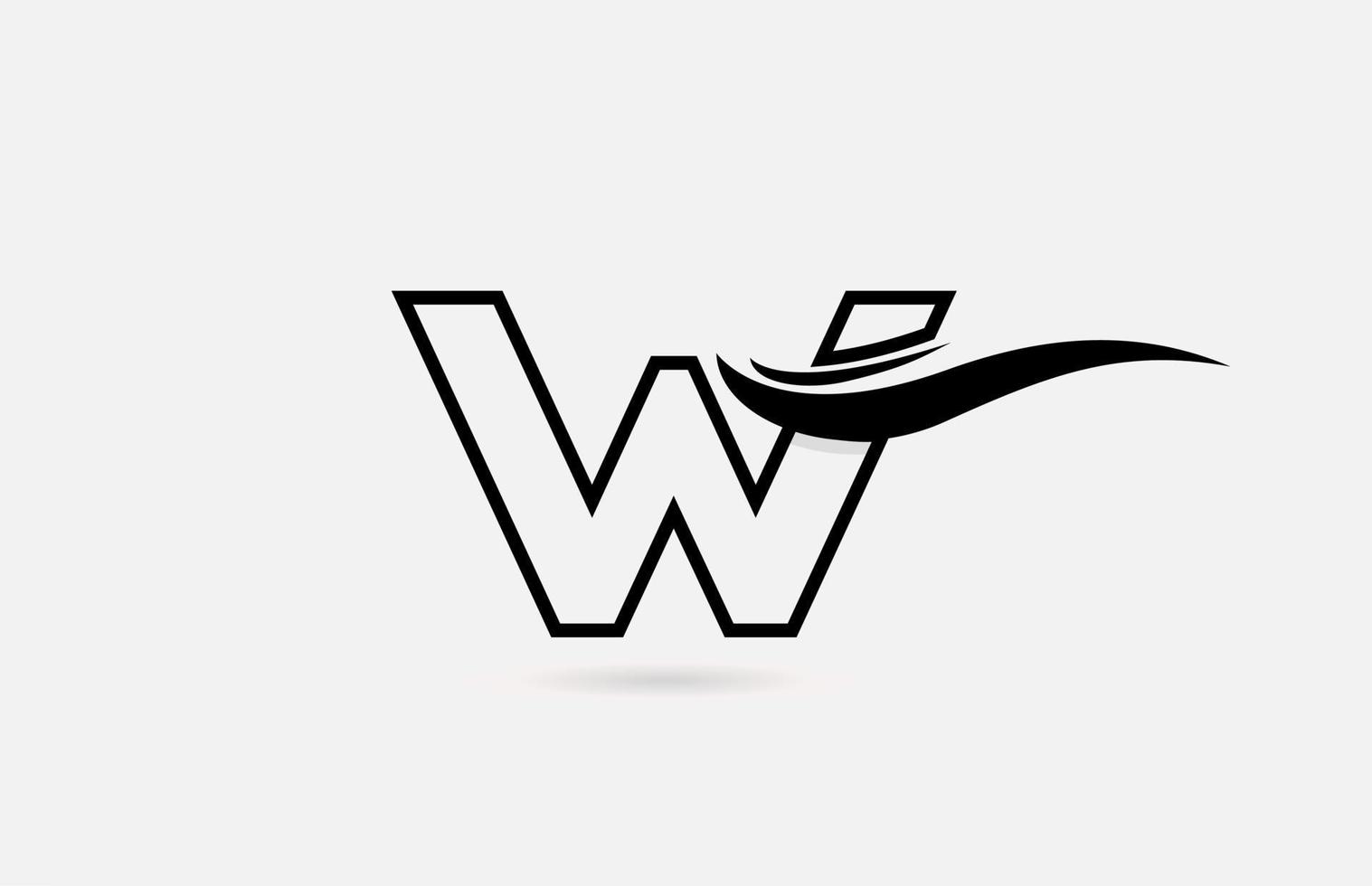 w svartvita alfabetet brev logotyp ikon för företag och företag med enkel linje design vektor