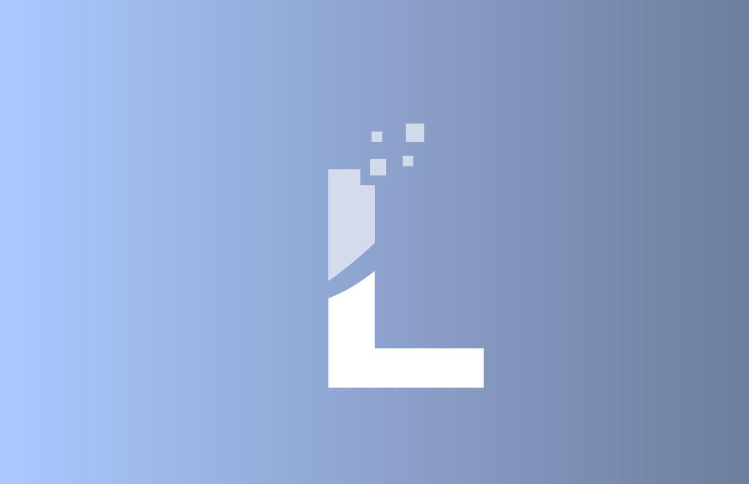 l weißes blaues Alphabet Buchstaben-Logo-Symbol für Unternehmen und Unternehmen mit pastellfarbenem Design vektor