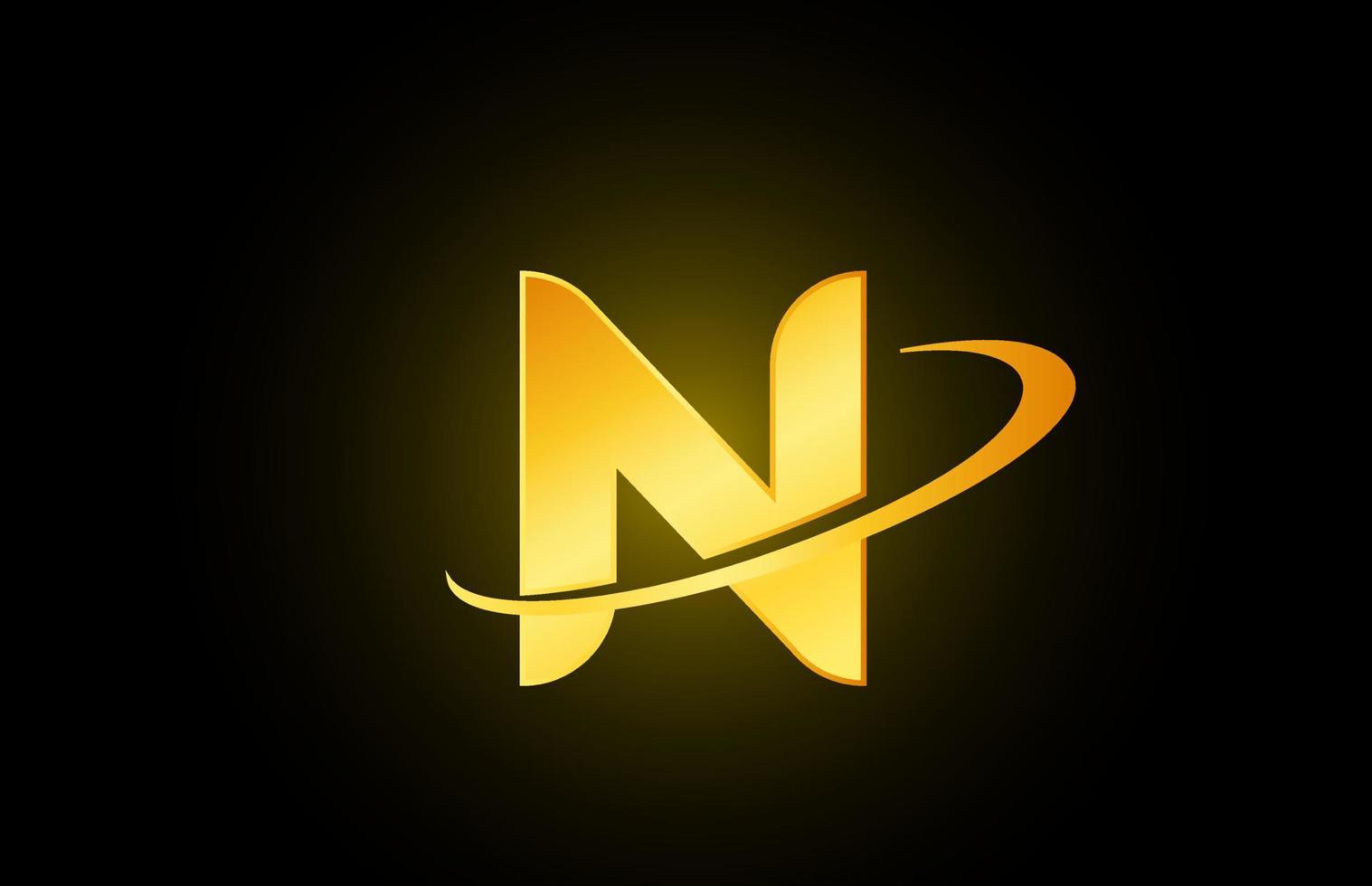 n Alphabet Buchstaben-Logo-Symbol für Unternehmen und Unternehmen mit goldenem Design vektor