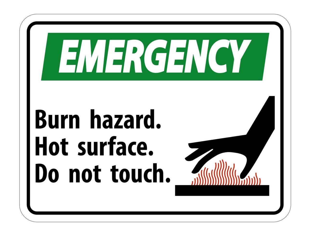 risk för brännskada, het yta, rör inte vid symboltecken isolera på vit bakgrund, vektorillustration vektor