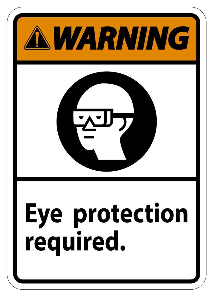 Warnschild Augenschutz erforderlich Symbol isolieren auf weißem Hintergrund vektor