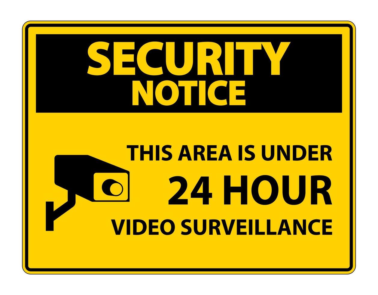 säkerhetsmeddelande detta område är under 24 timmars symbol för videoövervakningssymbol isolerad på vit bakgrund, vektorillustration vektor