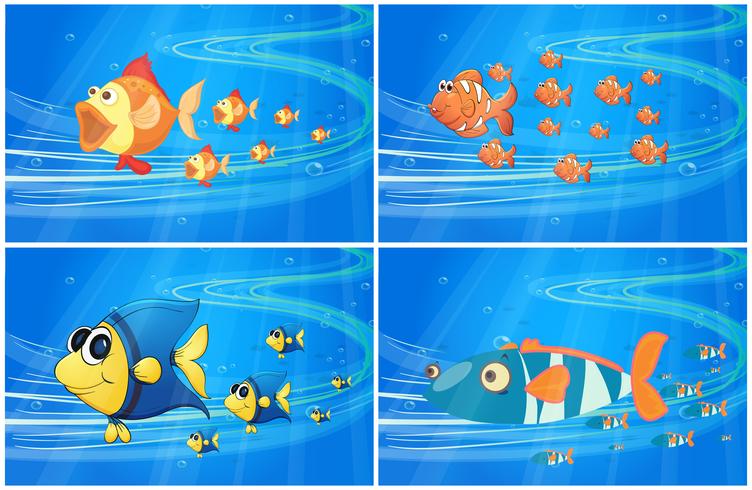 Szenen mit Fischen unter Wasser vektor
