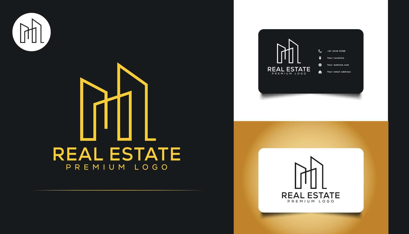 abstraktes und minimalistisches Logo-Design für Immobilien. Bau-, Architektur- oder Gebäudelogo vektor