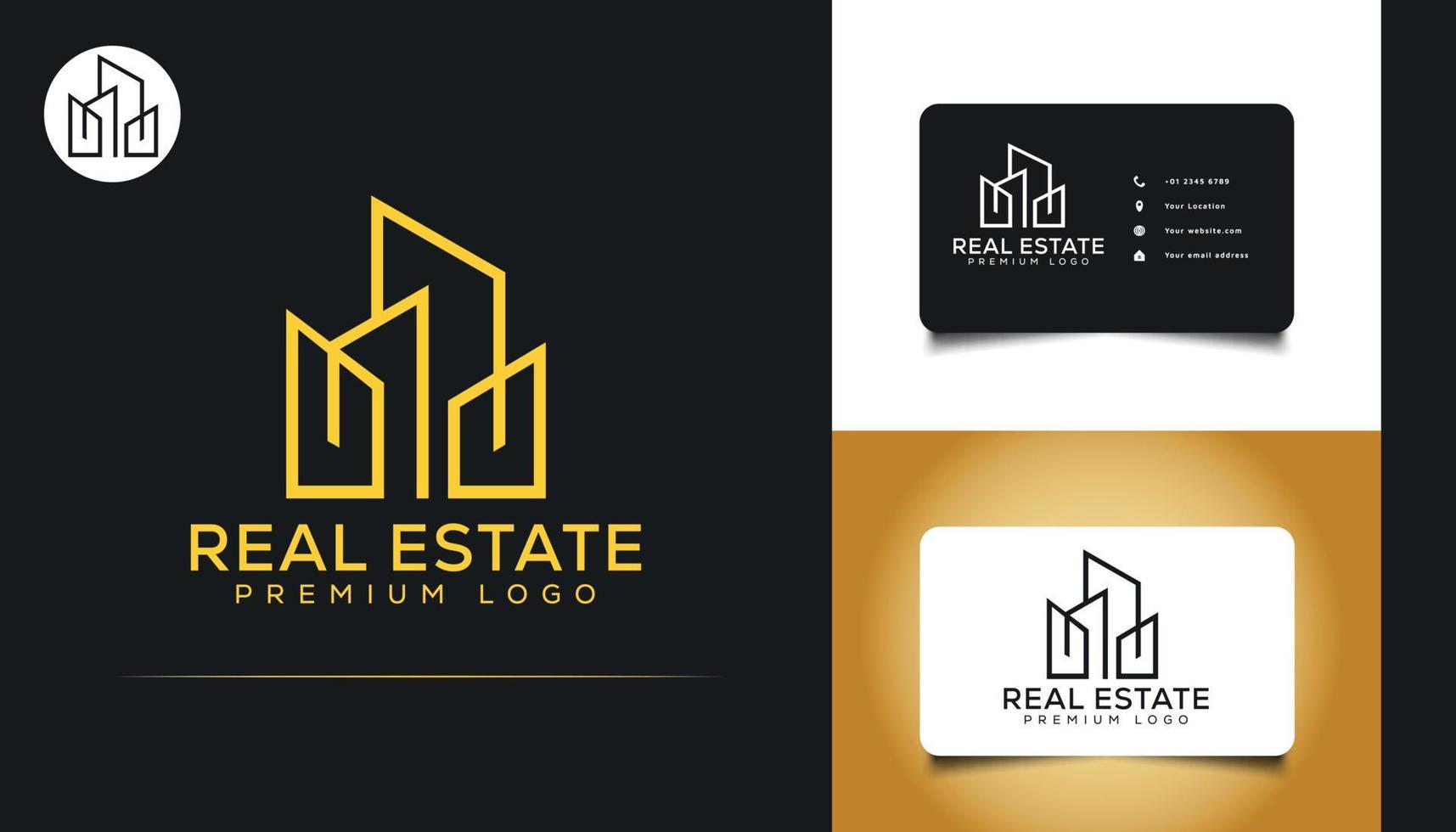 abstraktes und minimalistisches Logo-Design für Immobilien. Bau-, Architektur- oder Gebäudelogo vektor