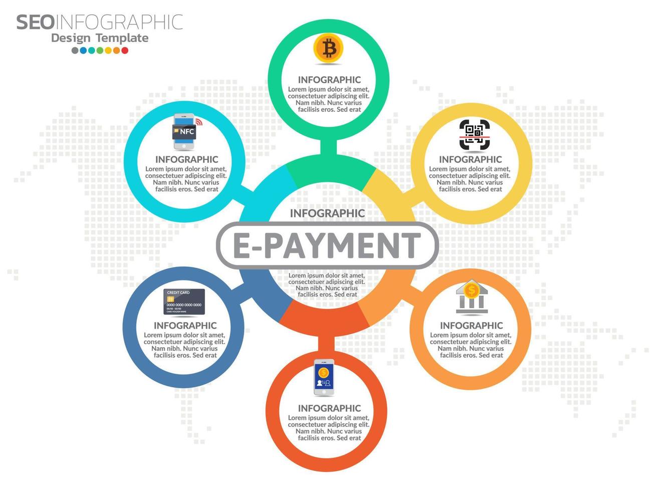 e-betalning infographic mall design med 8 alternativ vektor