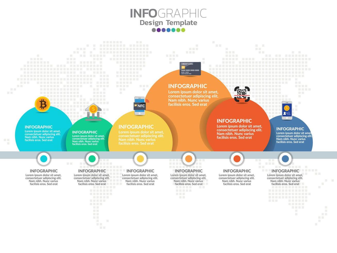 e-betalning infographic mall design med 8 alternativ vektor