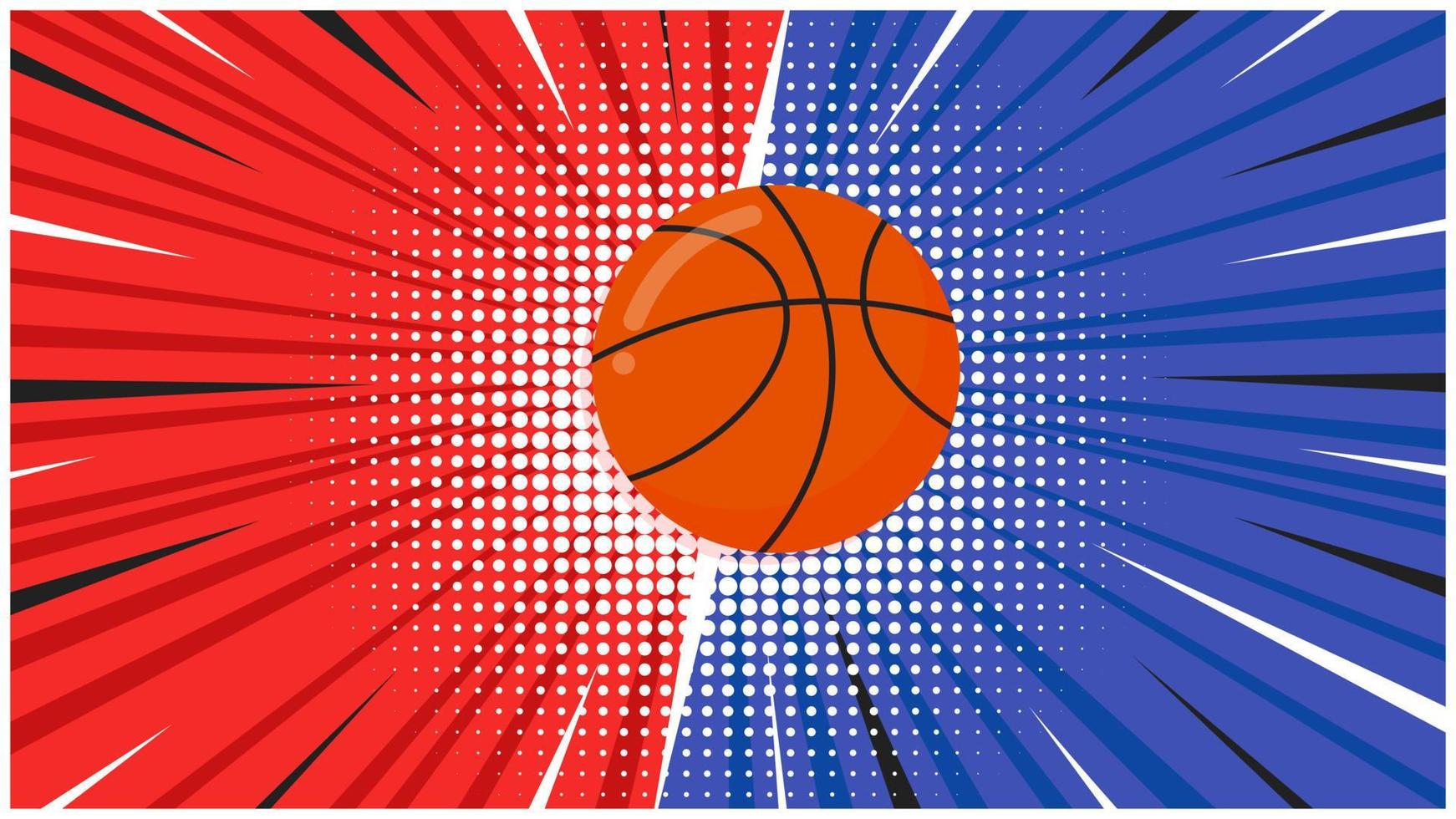 kontra skärm platt stil design med basketboll på halvton bakgrund vektor illustration. kampskärm för spelstrid. basket kontra spel.
