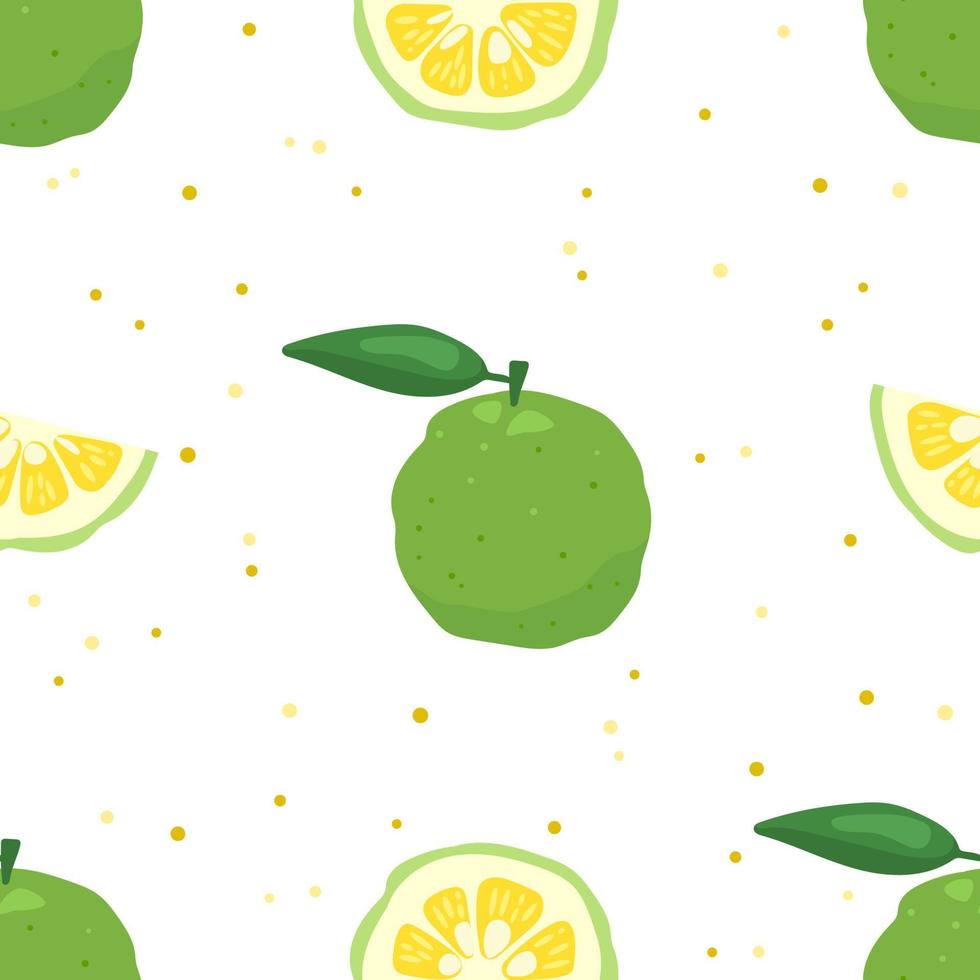 grön yuzu japansk citronfrukt sömlös mönster vektor illustration isolerad på vit bakgrund.