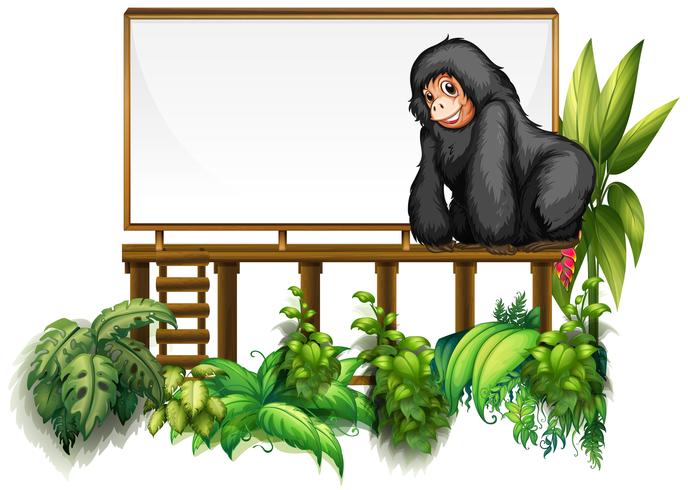 Brettschablone mit Gorilla im Garten vektor