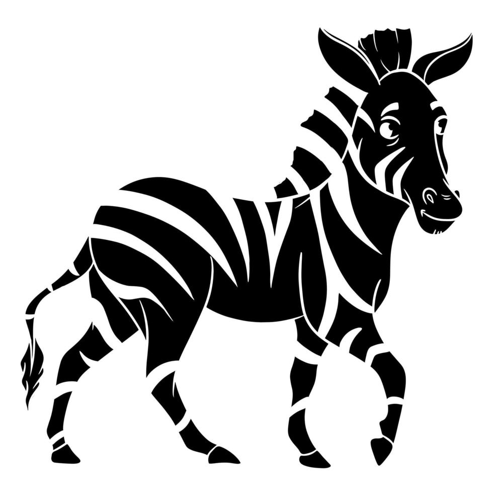 Tiercharakter lustige Zebrasilhouette. Kinderillustration. vektor