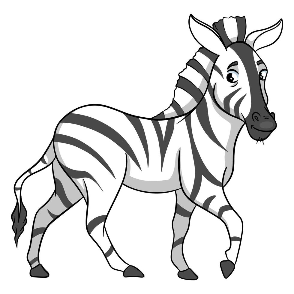 Tiercharakter lustiges Zebra im Linienstil. Kinderillustration. vektor