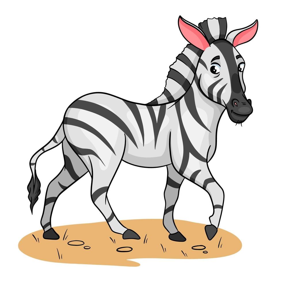 Tiercharakter lustiges Zebra im Cartoon-Stil. Kinderillustration. vektor