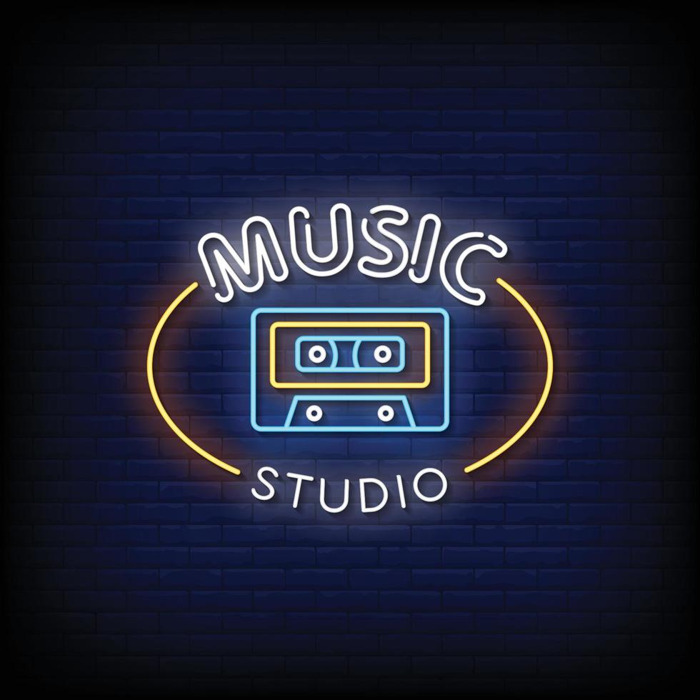 musikstudio neonskyltar stil textvektor vektor