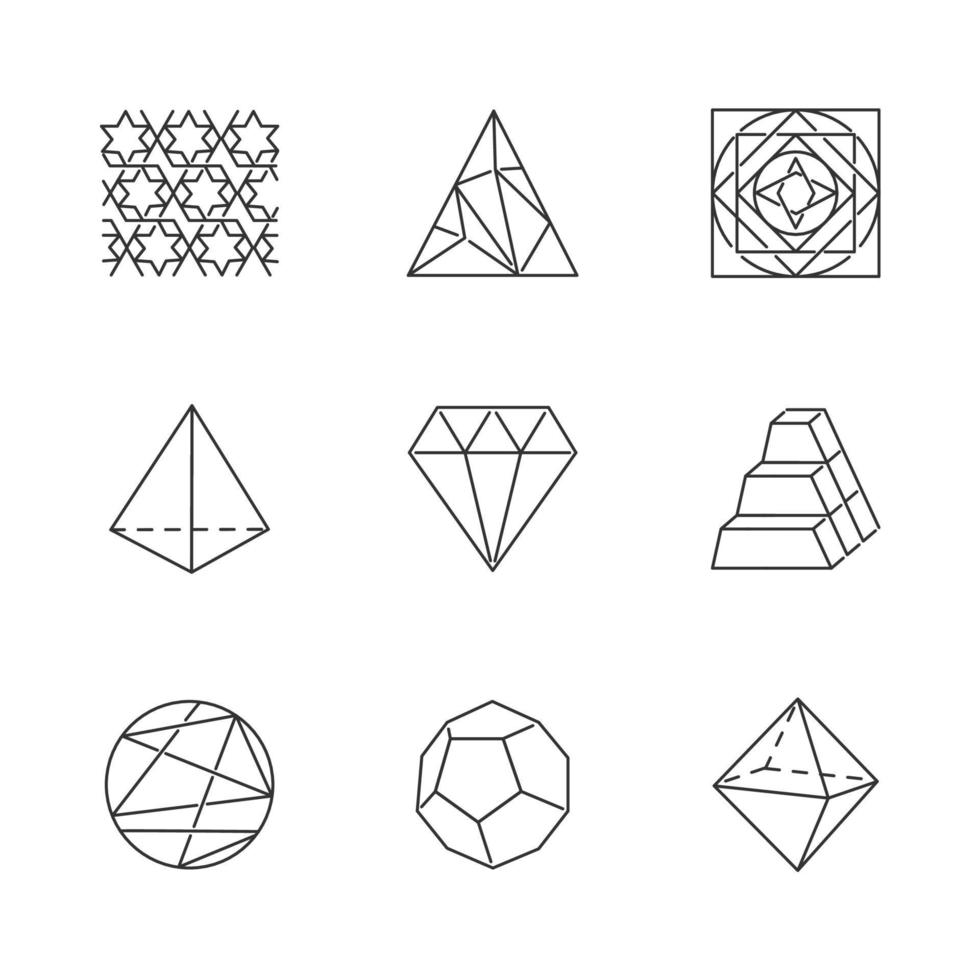 geometriska figurer linjära ikoner set vektor