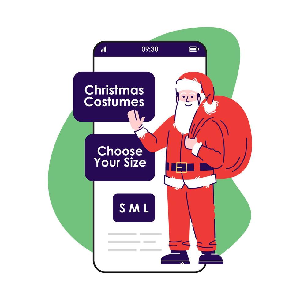 Weihnachtskostüme Smartphone-App-Bildschirm vektor