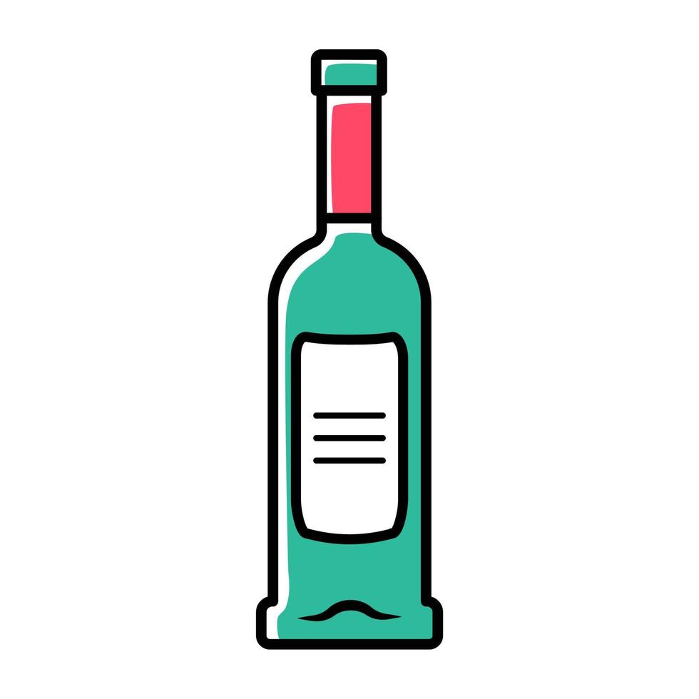 grüne Glasflasche Wein, Gin, Absinth-Farbsymbol vektor