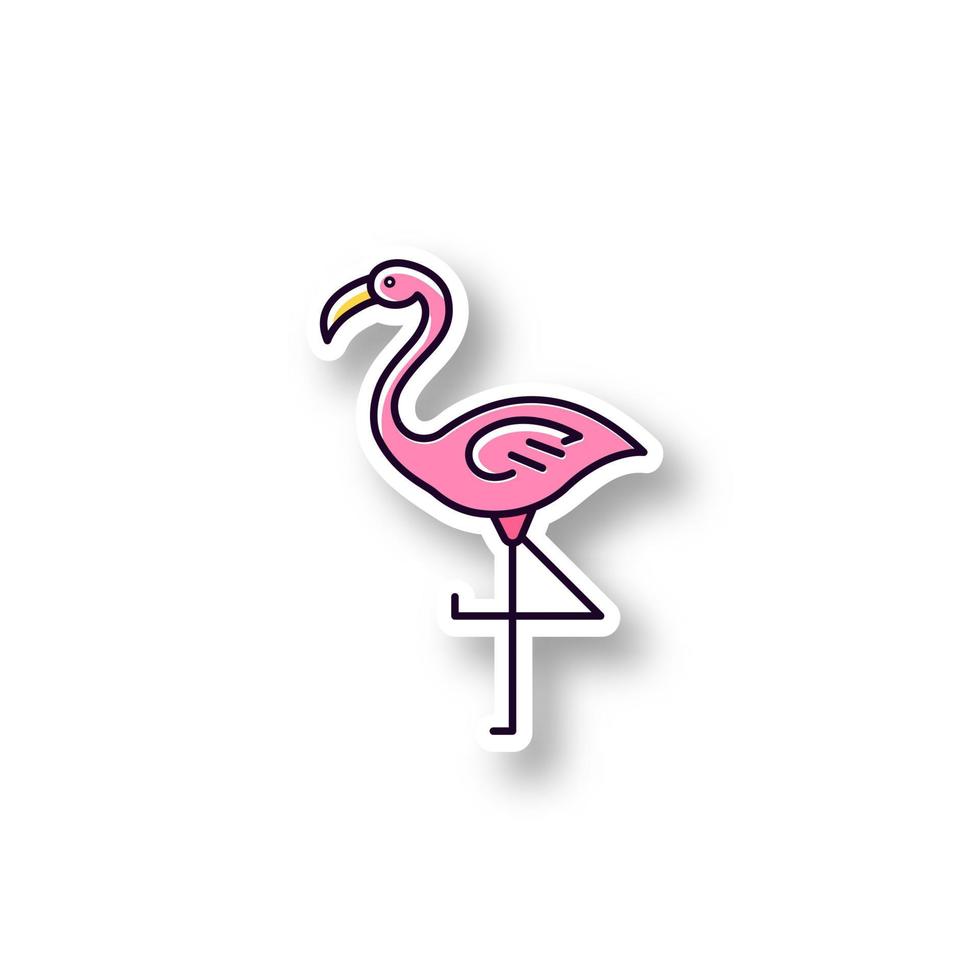 flamingopatch. rgb -utskrivbar klistermärke. exotisk vildfågel. tropisk varelse. vilda djur och växter. Sydamerikansk livsmiljö. vektor isolerade illustration