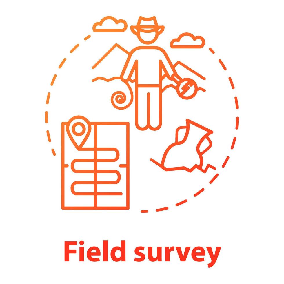 fältundersökning konceptikon. skattjakt. arkeologisk expedition. relikssökning. börja historiska studier. vektor isolerad kontur rgb färgritning