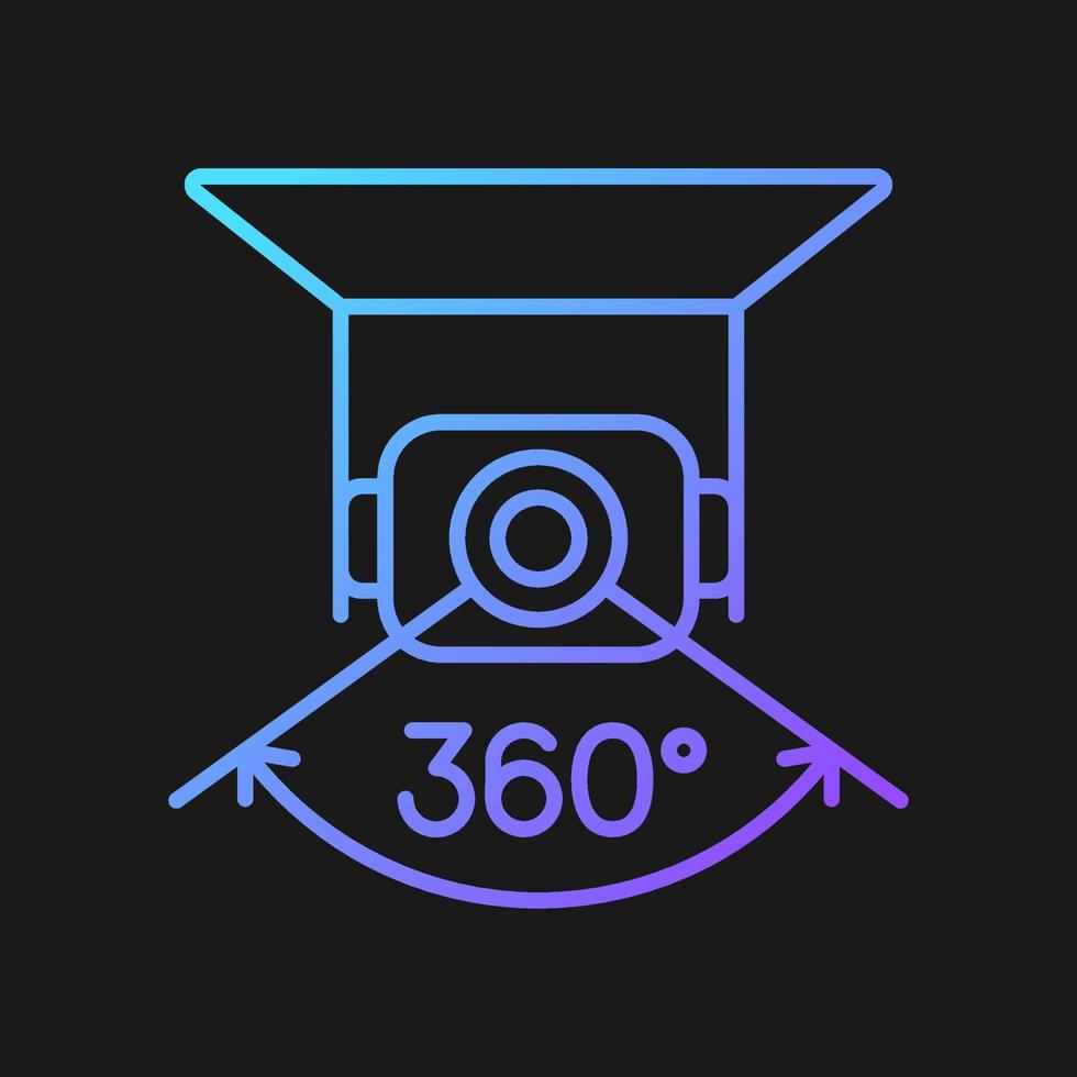 full kamera rotationsgradient vektor manuell etikettikon för mörkt tema