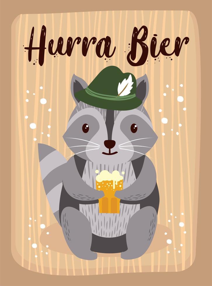 Waschbär Cartoon süße Tiere Oktober Bierfest vektor