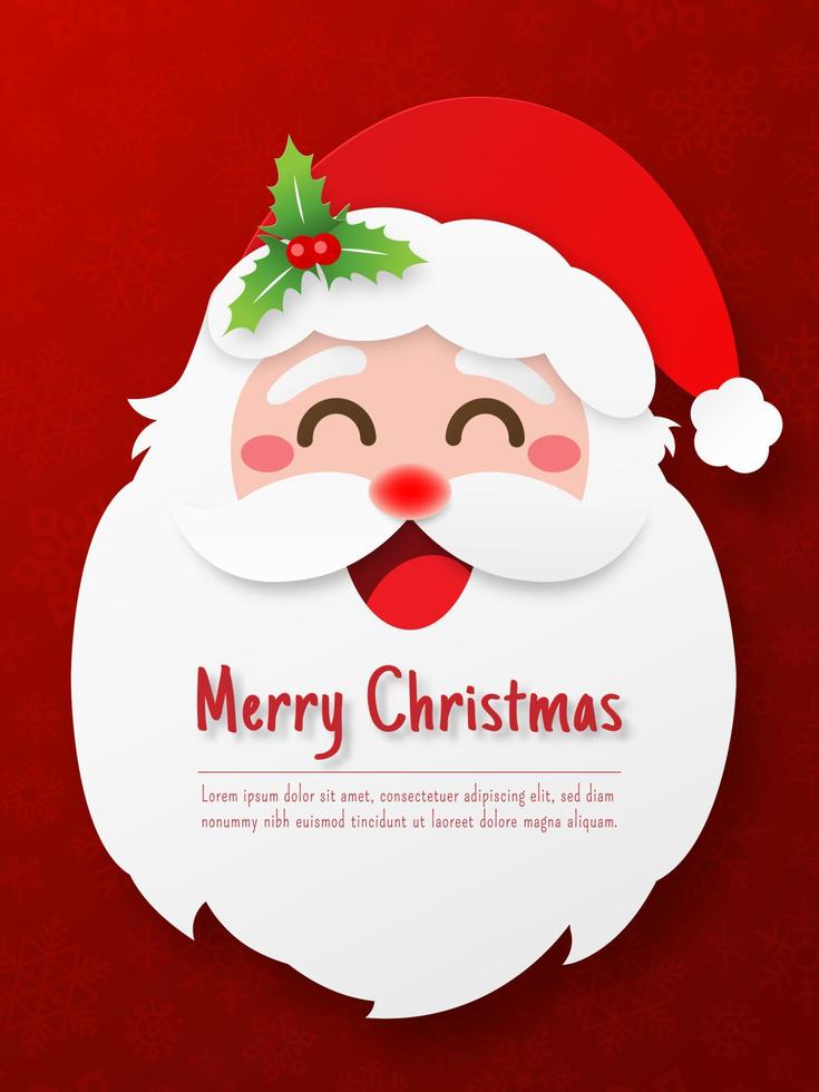 Weihnachtspostkarte ein Gesicht des Weihnachtsmannes mit Kopienraum in seinem Schnurrbart vektor