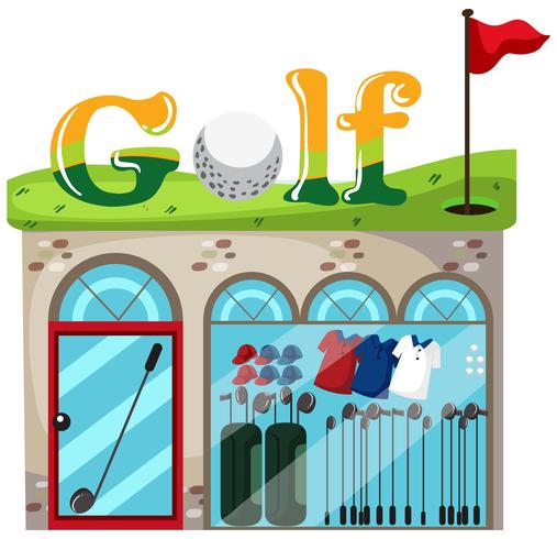 Ein Golfshop auf weißem Hintergrund vektor