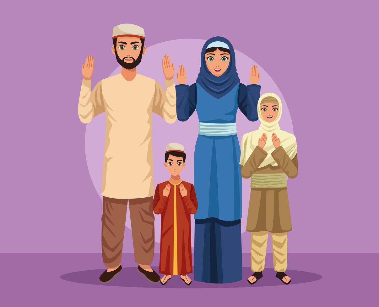 fem muslimska familjeföräldrar vektor