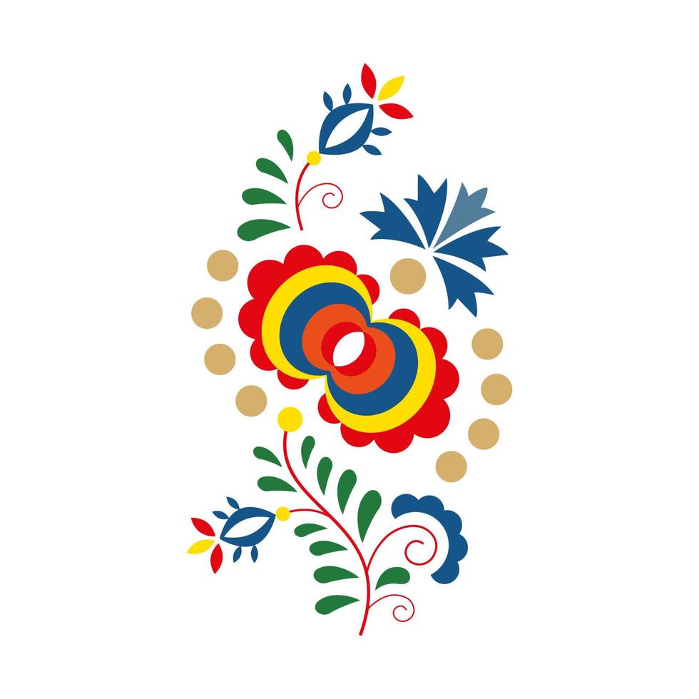 traditionell folk prydnad och mönster. blommig broderi symbol isolerad på vit bakgrund. vektor illustration