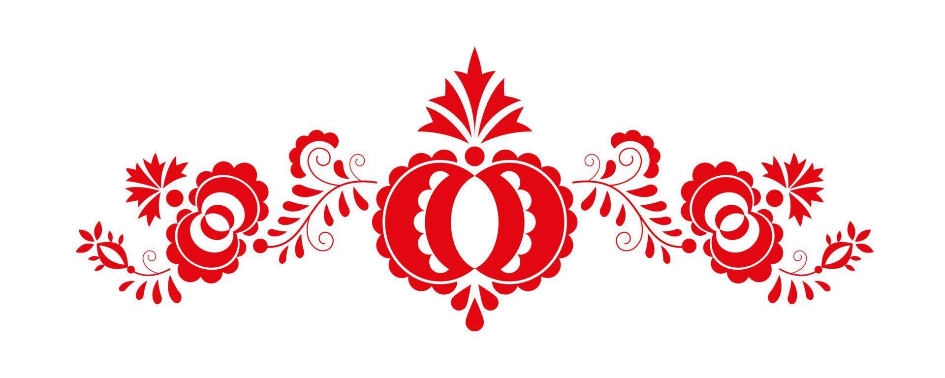 traditionelle Volksverzierung. das mährische ornament aus der region slowakei. Blumenstickerei-Symbol auf weißem Hintergrund. Vektor-Illustration vektor