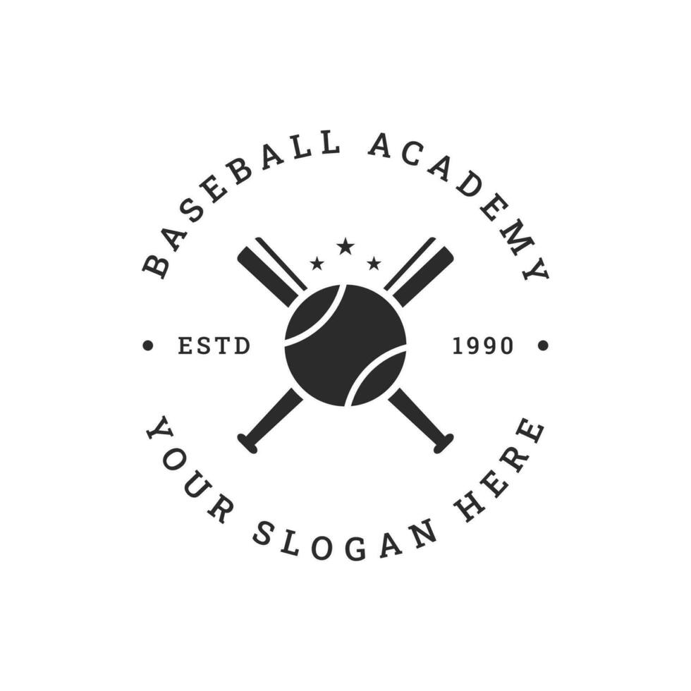 retro årgång baseboll logotyp design med baseboll boll och pinne begrepp. logotyp för turneringar, etiketter, sporter, mästerskap. vektor