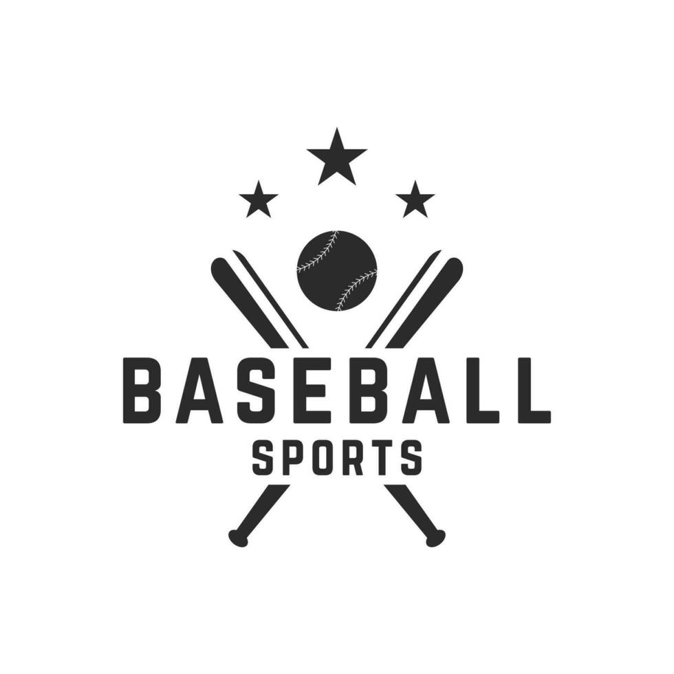 retro Jahrgang Baseball Logo Design mit Baseball Ball und Stock Konzept. Logo zum Turniere, Etiketten, Sport, Meisterschaften. vektor