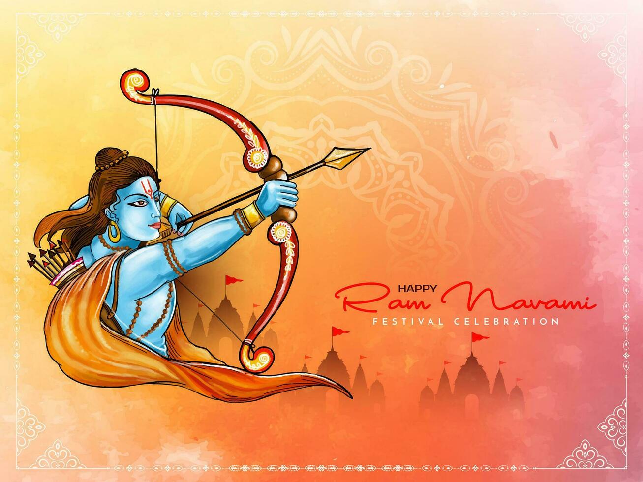 traditionell glücklich RAM Navami Hindu Festival Gruß Karte Design vektor