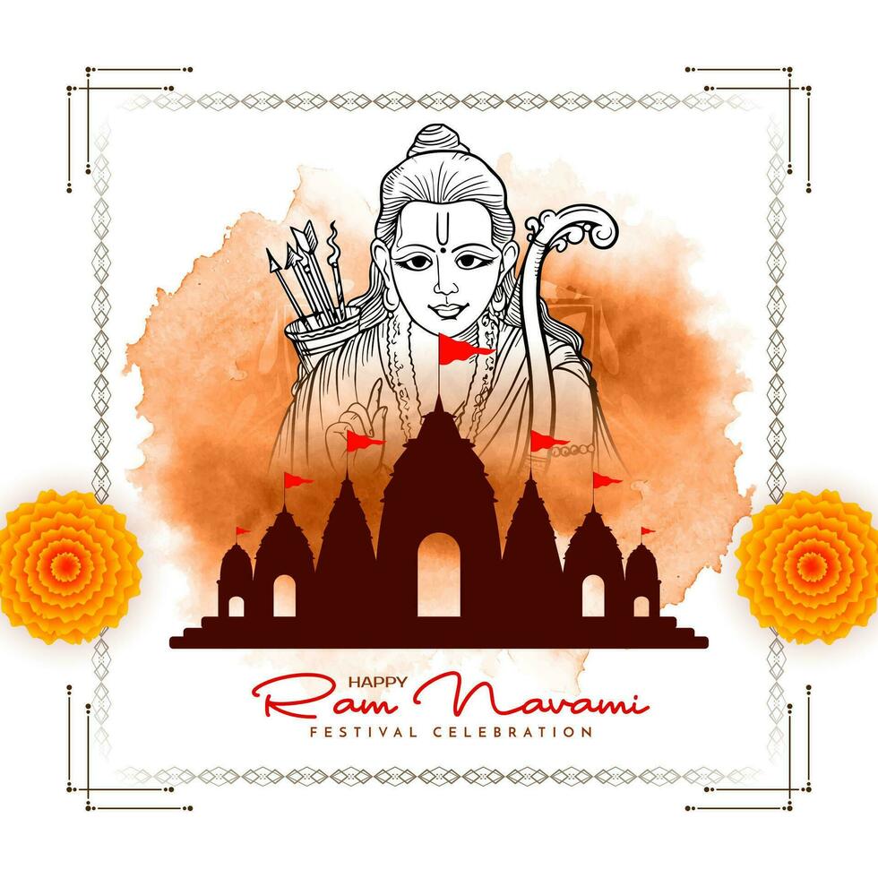 glücklich RAM Navami religiös Hindu Festival dekorativ elegant Karte Design vektor