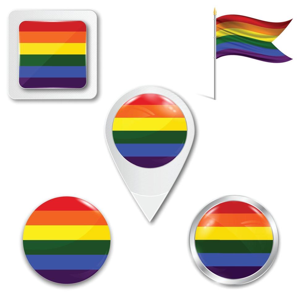 Satz von Icons LGBT-Flag in verschiedenen Designs. vektor