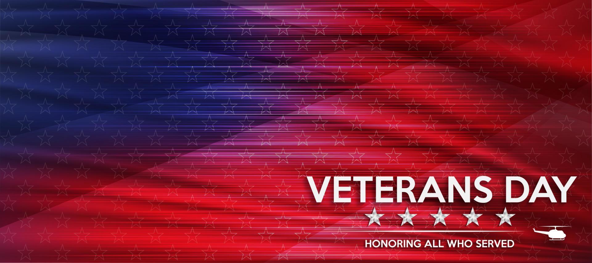 Veteranen-Tag. alle Ehren, die dienten. Flaggenplakat der Vereinigten Staaten. Farbverlaufshintergrund mit Nationalfarbe USA für Veteranentag. vektor