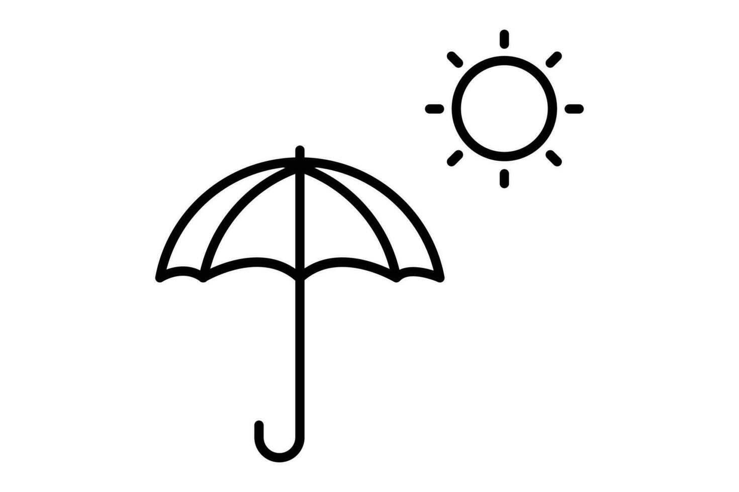 Sonne und Regenschirm Symbol. Symbol verbunden zu Sonne Schutz und Entspannung. Linie Symbol Stil. Element Illustration vektor