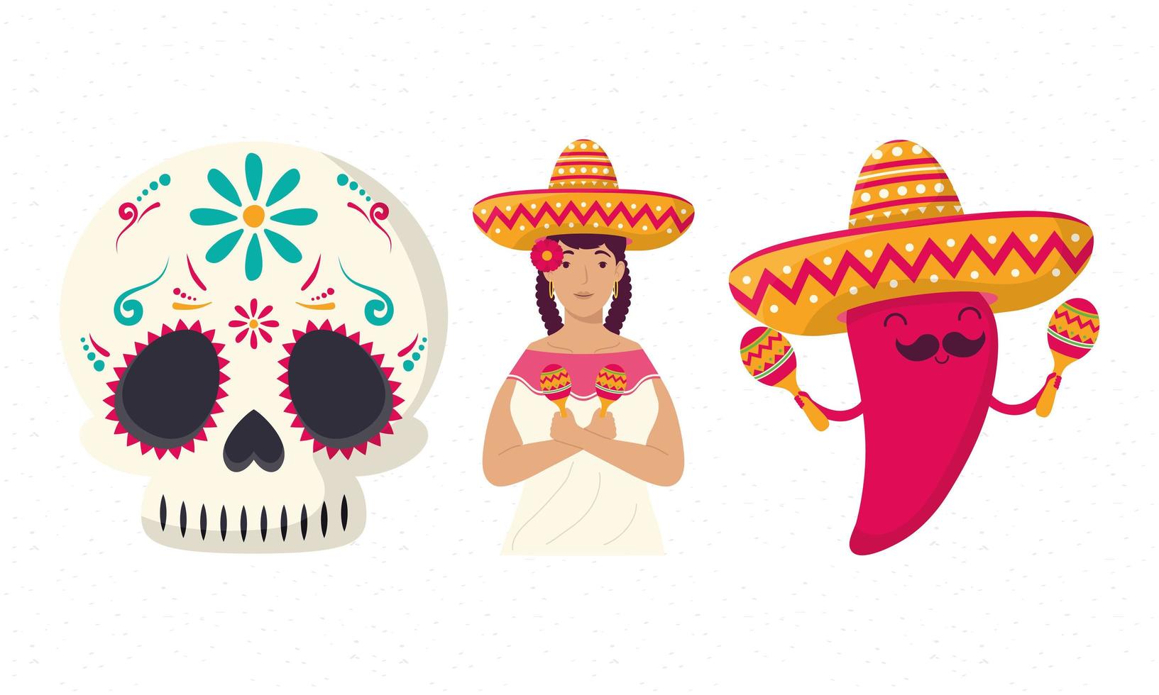 drei mexikanische ikonen vektor