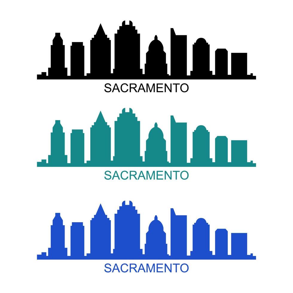 Sacramento-Skyline auf weißem Hintergrund vektor