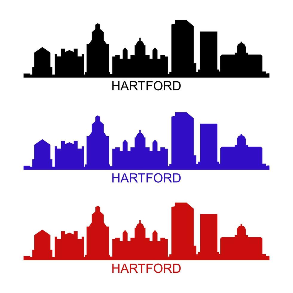 Hartford-Skyline auf weißem Hintergrund vektor
