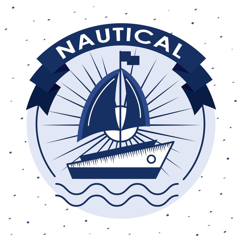 segelbåt nautiska emblem vektor