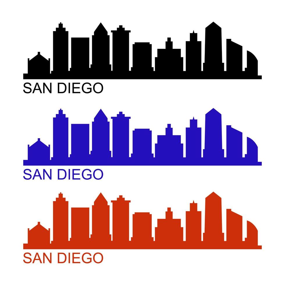 Skyline von San Diego auf weißem Hintergrund vektor