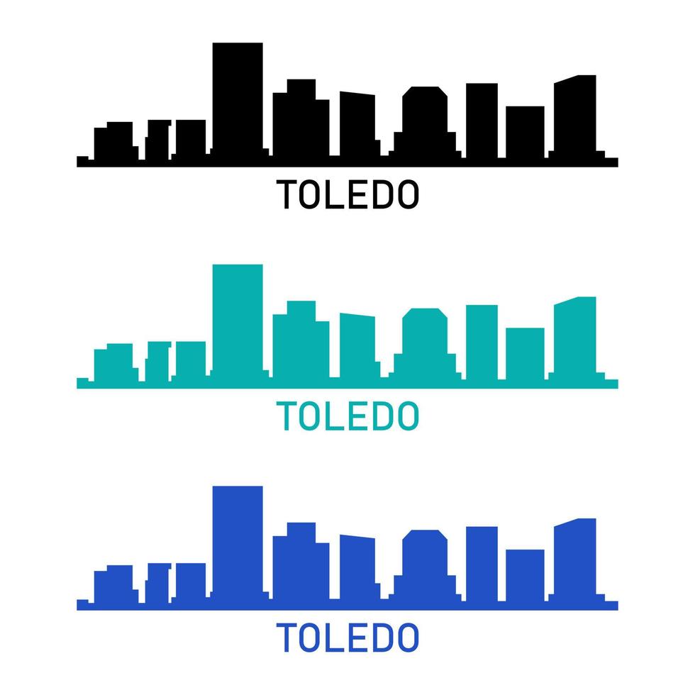 toledos skyline på vit bakgrund vektor