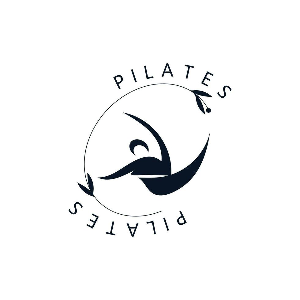 abstrakt pilates logotyp, yoga identitet kropp balans vektor monoline design mall. wellness livsstil