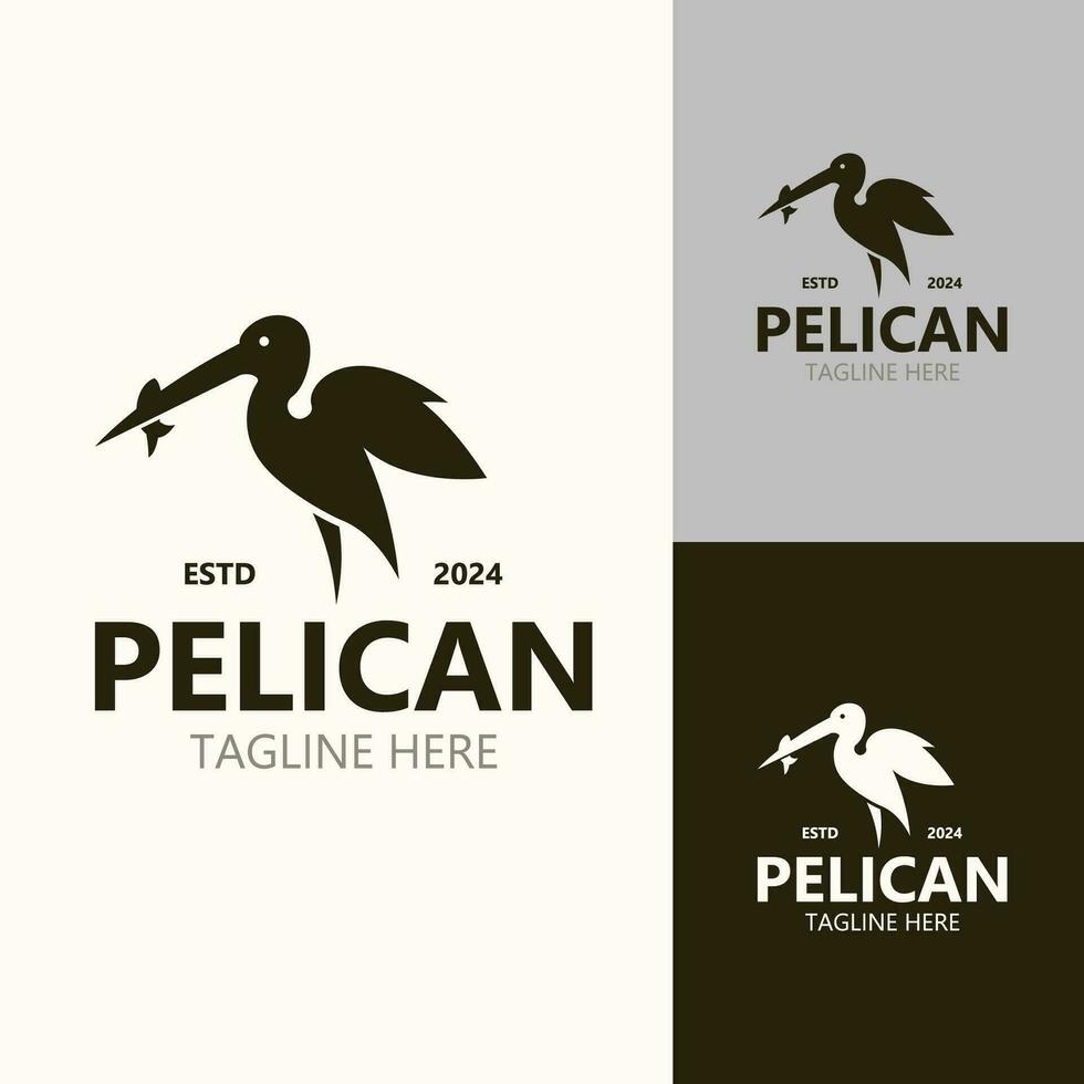 pelikan fågel silhoutte årgång logotyp vektor illustration mall ikon grafisk design