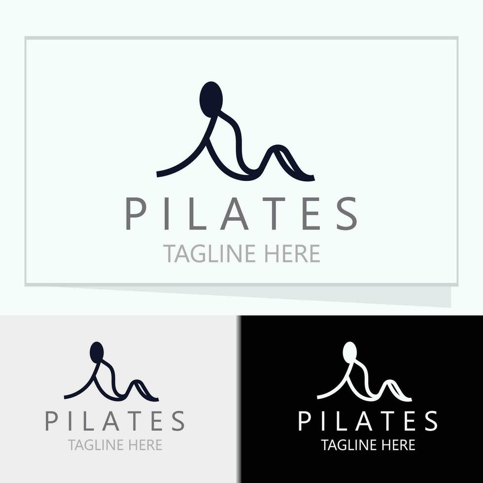 abstrakt Pilates Logo, Yoga Identität Körper Balance Vektor Monoline Design Vorlage. Wellness Lebensstil