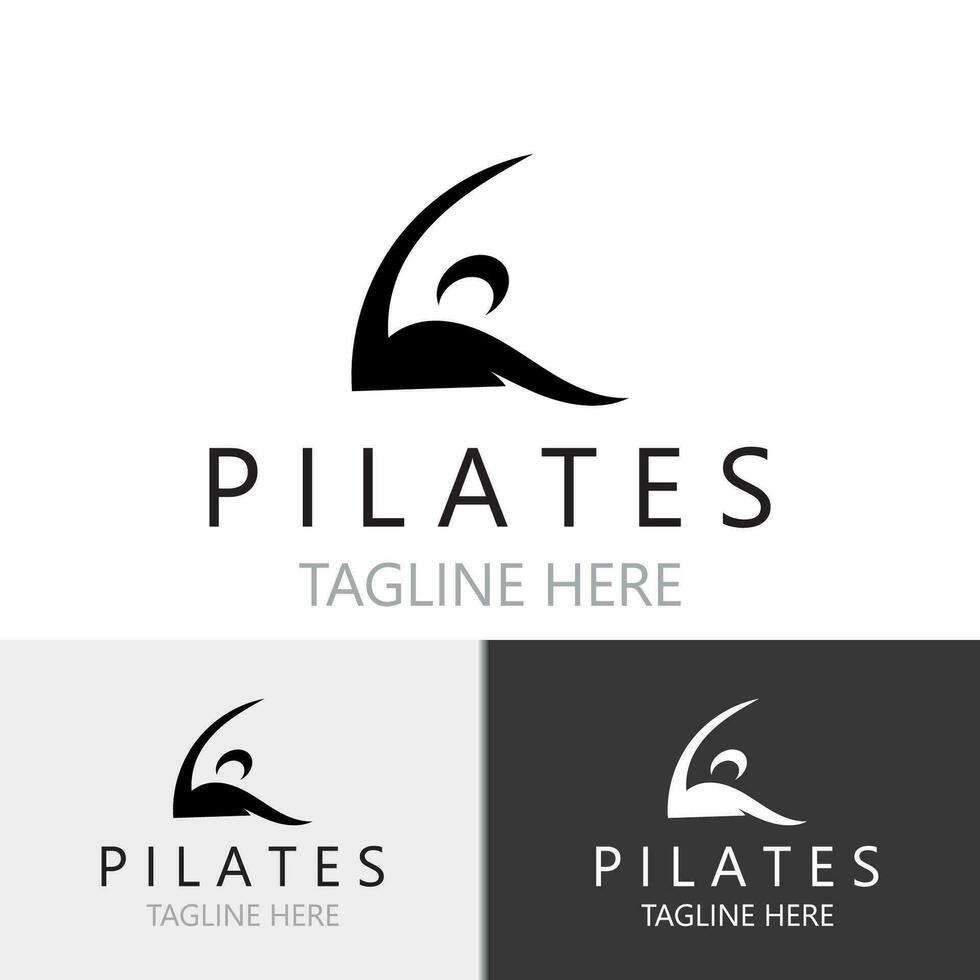 abstrakt Pilates Logo, Yoga Identität Körper Balance Vektor Monoline Design Vorlage. Wellness Lebensstil